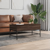 ZNTS Coffee Table Brown Oak 100x50x45 cm Engineered Wood and Metal 845400