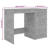 Desk Concrete Grey 100x50x76 cm Engineered Wood 801800