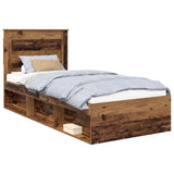 Bed Frame with Headboard Old Wood 75 x 190 cm Solid Pine Wood 3410150