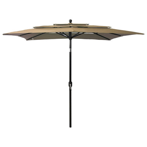 3-Tier Garden Parasol with Aluminium Pole Taupe 2.5x2.5 m 313839