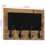 Wall-mounted Coat Racks with 4 Hooks 2 pcs Solid Wood Mango 358951