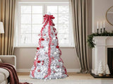6 FT Fully Decorated Pre-lit Christmas Tree, Pop Up Artificial Xmas Tree with 100 Warm Lights and 42562469