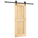Sliding Door Natural and Black 80 x 210 cm Solid Pine Wood 3445159