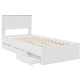 Bed Frame with Drawer White 90 x 190 cm Engineer Wood 3408019