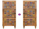 Highboard with Door Natural 40 x 33 x 110 cm Solid Mango Wood 4018289