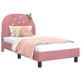 Children's Bed Frame with Headboard Pink 80 x 160 cm Velvet 42011065