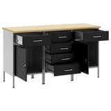 Work Cabinet with Drawer 3 pcs Black and Grey 150 x 55 x 85 cm 3321370