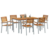 Garden Dining Set 7 pcs Grey Solid Acacia Wood 3284408