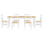 ZNTS 7 Piece Dining Set Panama White Solid Wood Pine 3345193