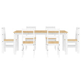 ZNTS 7 Piece Dining Set Panama White Solid Wood Pine 3345193