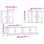 6 Piece TV Cabinet Set White Engineered Wood 3188710