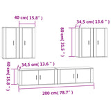 6 Piece TV Cabinet Set White Engineered Wood 3188710
