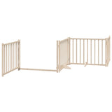 Dog Gate with Door Foldable 8 Panels 640 cm Poplar Wood 3155722