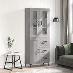 Highboard Grey Sonoma 69.5x34x180 cm Engineered Wood 3198663