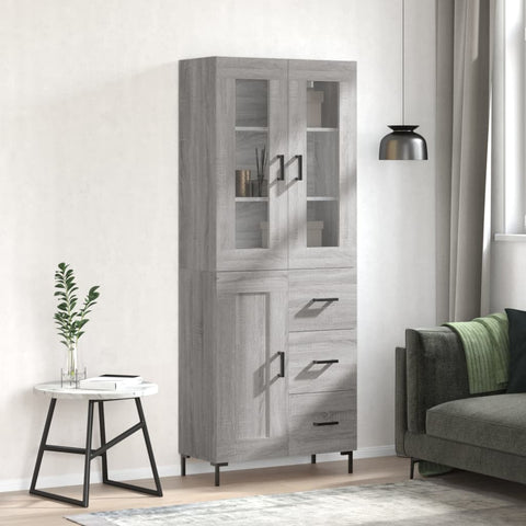Highboard Grey Sonoma 69.5x34x180 cm Engineered Wood 3198663
