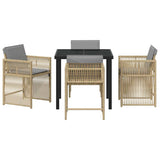 Garden Dining Set 5 pcs Beige Poly Rattan 3380793
