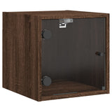 Bedside Cabinets with Glass Doors 2 pcs Brown Oak 35x37x35 cm 836475