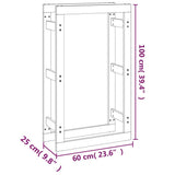 Firewood Rack Grey 60x25x100 cm Solid Wood Pine 822414
