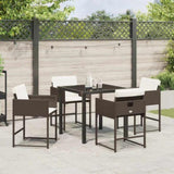 Garden Dining Set with Cushion 5 pcs Brown Poly Rattan 3380016
