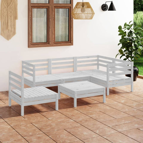 ZNTS 6 Piece Garden Lounge Set Solid Pinewood White 3082723