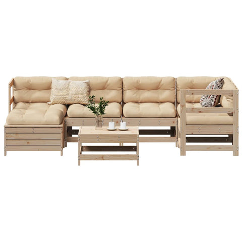ZNTS 7 Piece Garden Sofa Set Solid Wood Pine 3250908