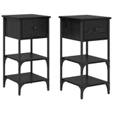 Bedside Cabinet with Drawer 2 pcs Black Oak 33.5 x 36 x 70 cm 871241