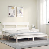 Bed Frame without Mattress White Super King Size Solid Wood Pine 3193547
