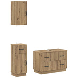 3 Piece Bathroom Cabinet Set HOORN Artisan Oak Engineered Wood 3417800