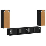 TV Cabinet Set 4 pcs Black Engineered Wood 3409160