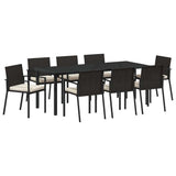 Garden Dining Set 9 pcs Black Powder-Coated Steel 3379253