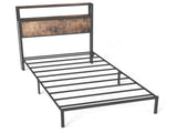 90cm190cm Single Metal Bed Frame with RGB Smart LED Lights & Storage Headboard, Heavy Duty 363kg T6135P515083