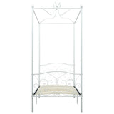 284469 Canopy Bed Frame without Mattress White Metal 100x200 cm
