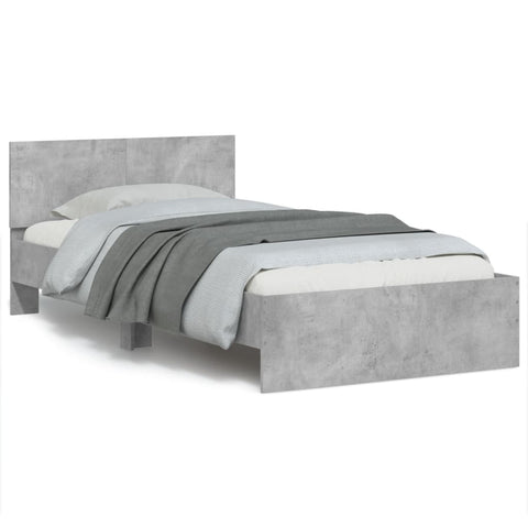 ZNTS Bed Frame with Headboard Concrete Grey 100x200 cm Engineered wood 838620