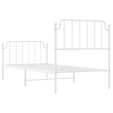 ZNTS Metal Bed Frame with Headboard and Footboard White 90x200 cm 373947