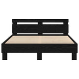 Bed Frame with LED Black Oak 140 x 200 cm Engineered Wood 3333947