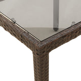 Garden Table with Glass Top Brown 90x90x75 cm Poly Rattan 365528