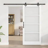 Sliding Door White 93 x 202 cm Solid Pine Wood and Glass 3332316