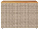 Garden Side Table with Wooden Top Beige 58x27.5x55 cm Poly Rattan 366072