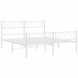 Metal Bed Frame without Mattress with Footboard White 150x200cm 372346