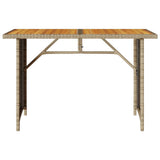 Garden Table with Wooden Top Beige 110x68x70 cm Poly Rattan 366357