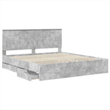 Bed Frame with Drawer Concrete Grey 200 x 200 cm Engineer Wood 3409429
