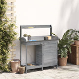 Potting Table with Cabinet Grey 110.5x45x124.5 cm Solid Wood Fir 156345