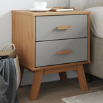 ZNTS Bedside Cabinet OLDEN Grey and Brown Solid Wood Pine 358583