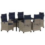 Garden Dining Set with Cushion 7 pcs Grey Poly Rattan 3380467