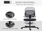 Ergonomic Mesh Standing Desk Chair with Adjustable Footrest Ring and Seat Height Black T3398P344262