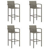 Garden Bar Set Grey PE rattan, powder-coated steel, tempered glass 3187655