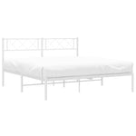 ZNTS Metal Bed Frame without Mattress with Headboard White 135x190cm 372325