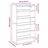 ZNTS Shoe Rack Smoked Oak 60x25x100 cm Engineered Wood 859873