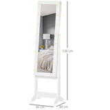 Free Standing LED Mirrored Jewelry Cabinet Armoire Floor Organiser W/ 3 Angle Adjustable For Rings T3398P343618