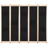 ZNTS 5-Panel Room Divider Black 200x170x4 cm Fabric 248185